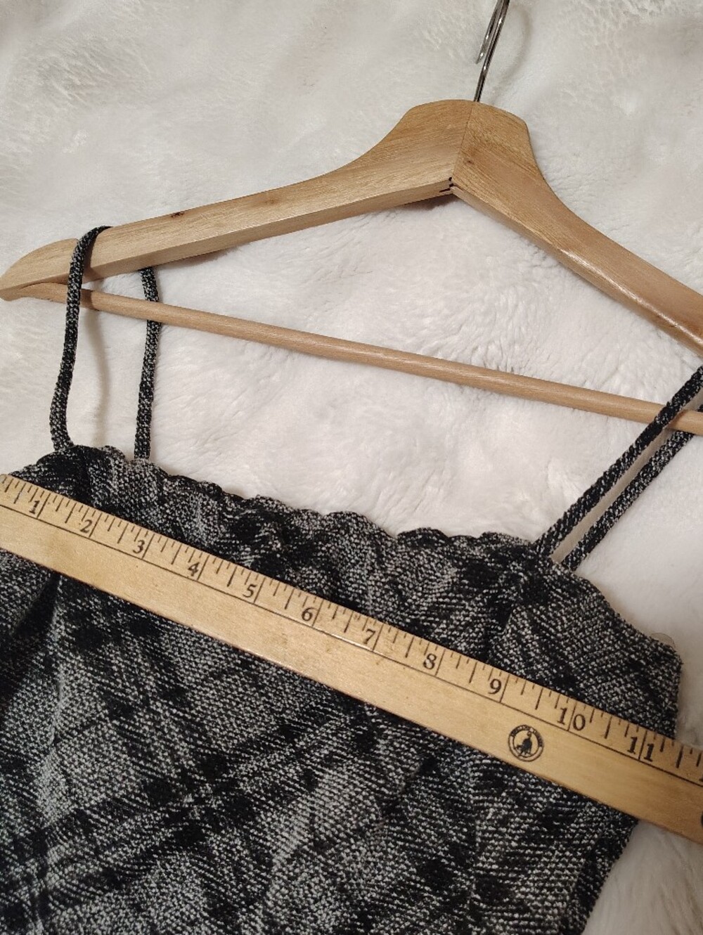 Black & Gray Plaid Spaghetti-Strap Mini Dress - Picture 6 of 12